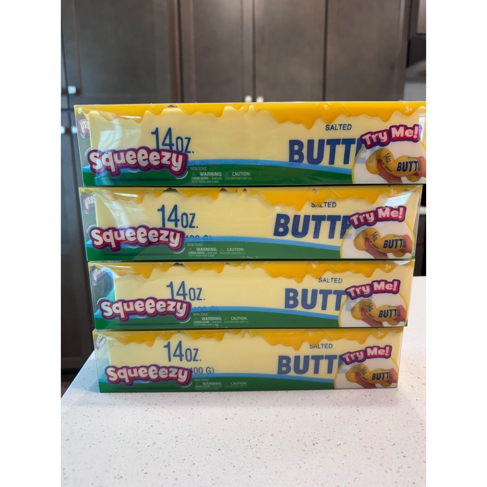 Sunny Days Entertainment Squeezy Salted Butter 14oz Squishy Sensory Toy Lot of 4